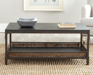 Safavieh Dinesh Coffee Table With Storage Shelf Black and Dark Walnut Furniture  Feature