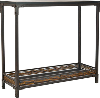 Safavieh Dinesh Console With Storage Shelf Black and Dark Walnut Furniture 