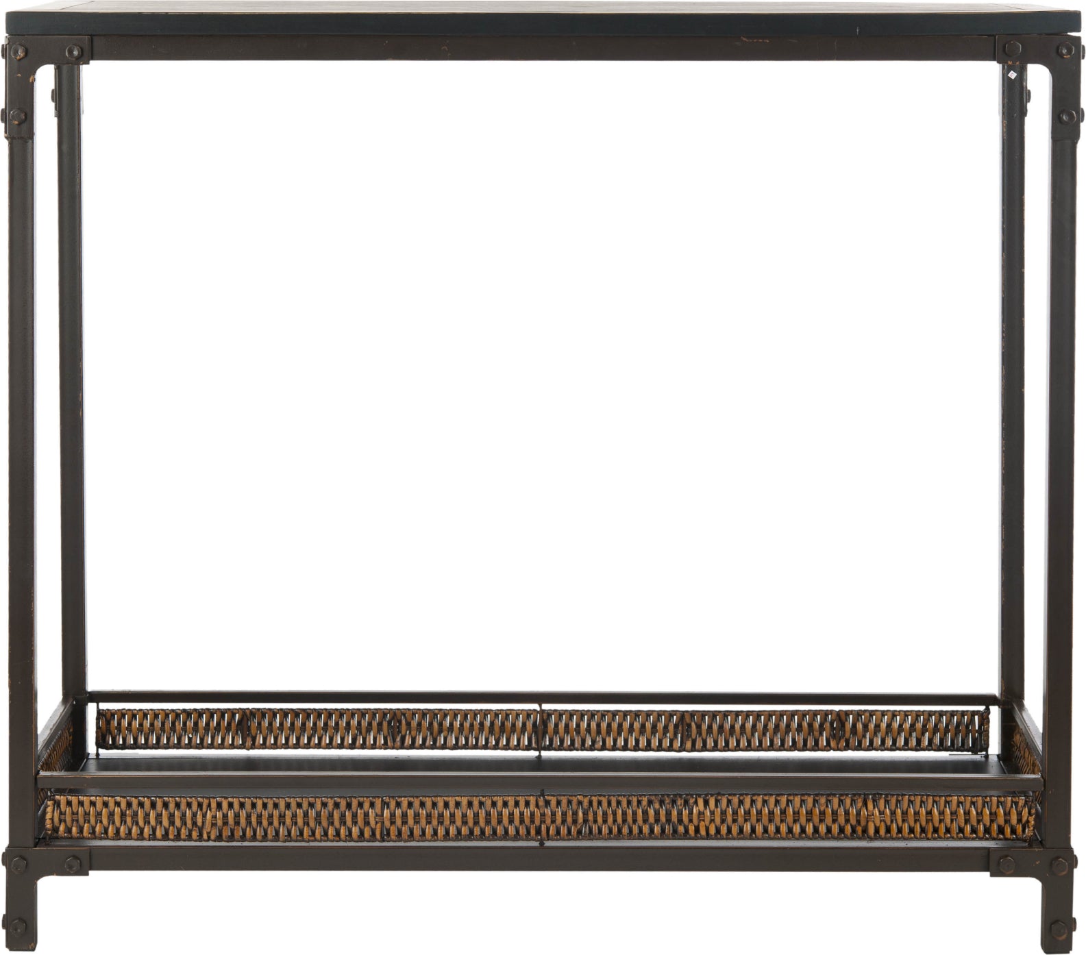 Safavieh Dinesh Console With Storage Shelf Black and Dark Walnut Furniture main image