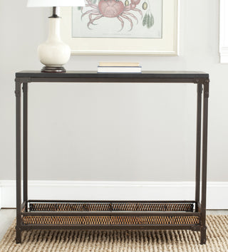 Safavieh Dinesh Console With Storage Shelf Black and Dark Walnut Furniture  Feature