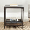 Safavieh Dinesh End Table With Storage Shelf Black and Dark Walnut Furniture  Feature