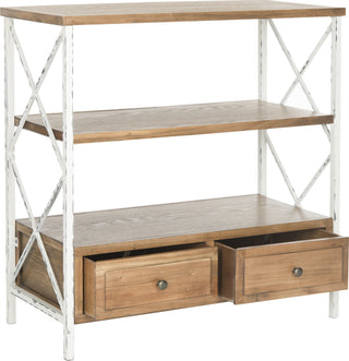 Safavieh Chandra Console With Storage Drawers Oak and White Smoke Furniture 