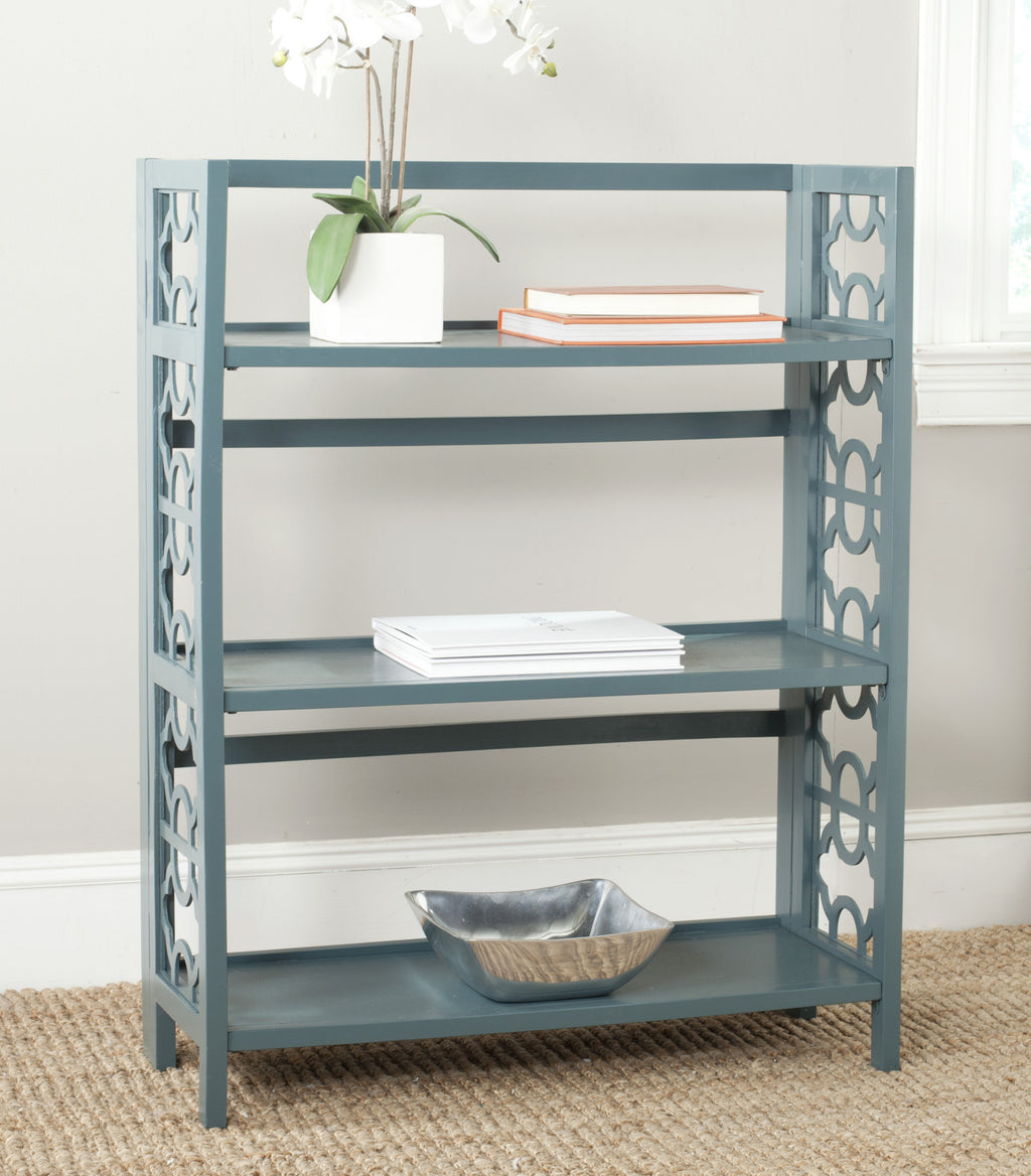 Safavieh Natalie 3 Tier Low Bookcase Slate Steel Furniture  Feature
