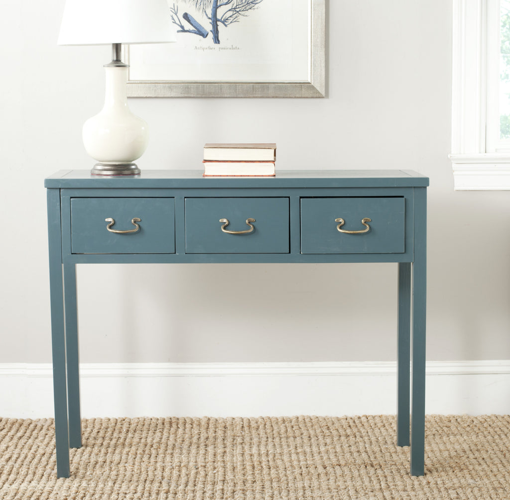 Safavieh Cindy Console With Storage Drawers Slate Teal Furniture  Feature