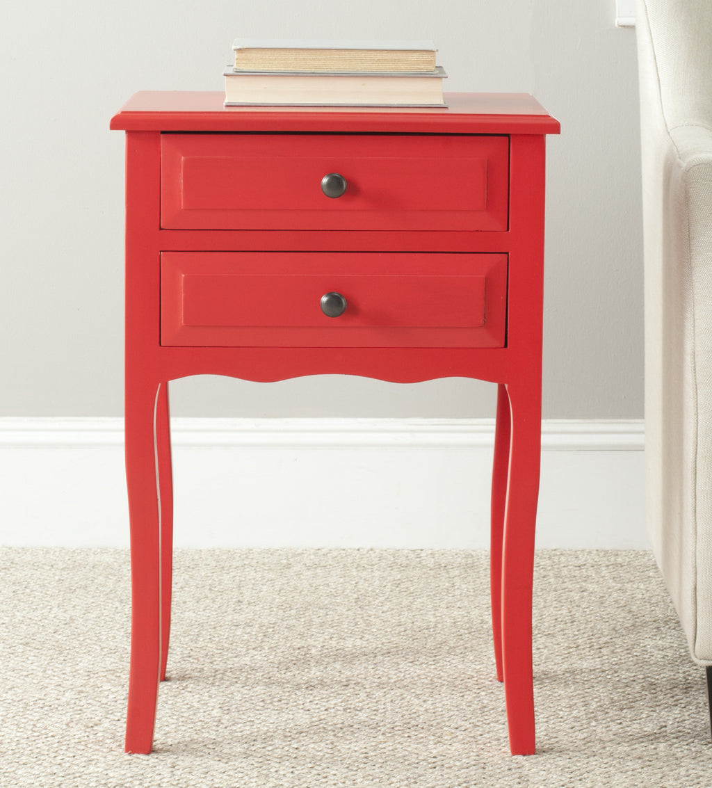 Safavieh Lori End Table With Storage Drawers Hot Red Furniture  Feature