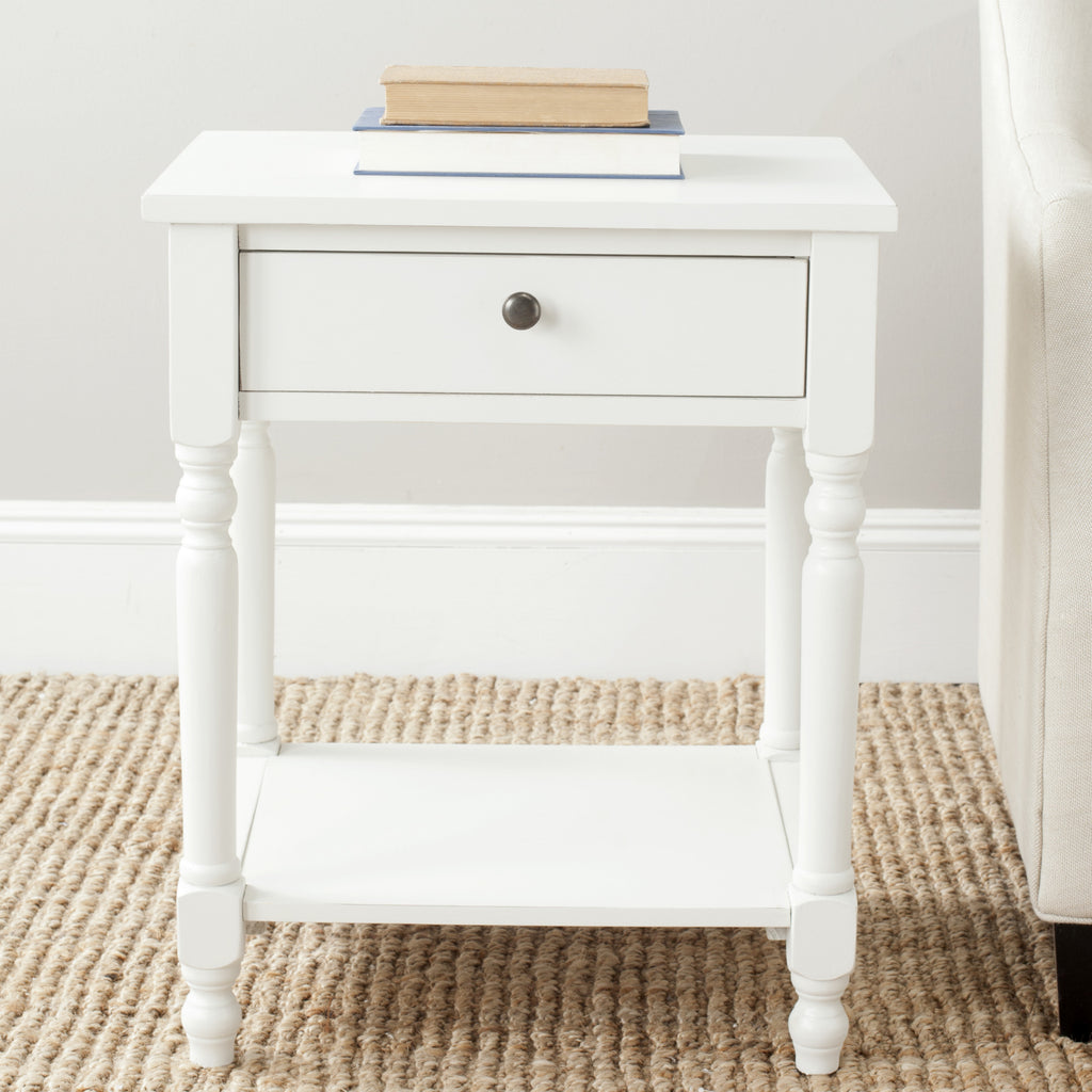 Safavieh Tami Accent Table With Storage Drawer Shady White Furniture  Feature