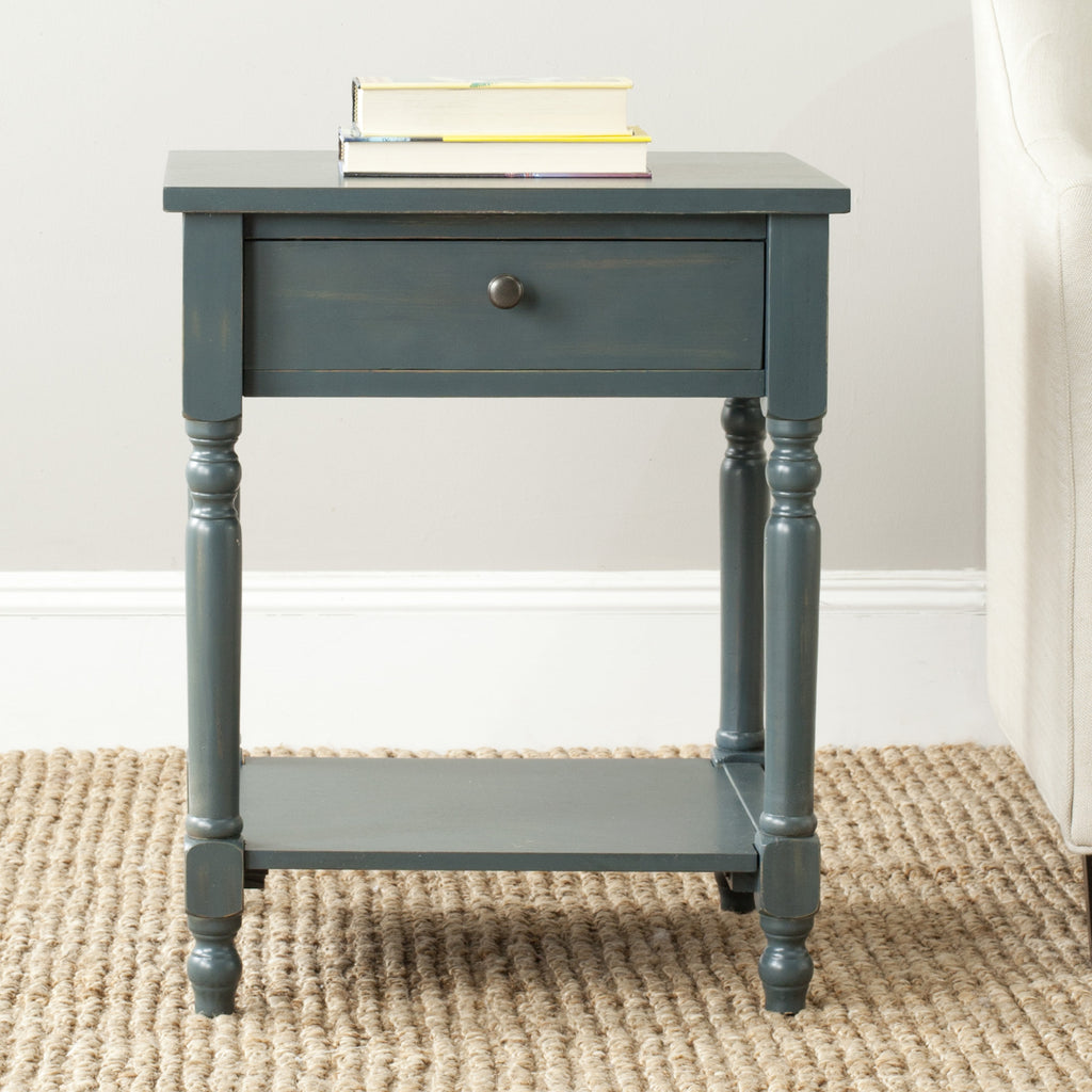 Safavieh Tami Accent Table With Storage Drawer Steel Teal Furniture  Feature
