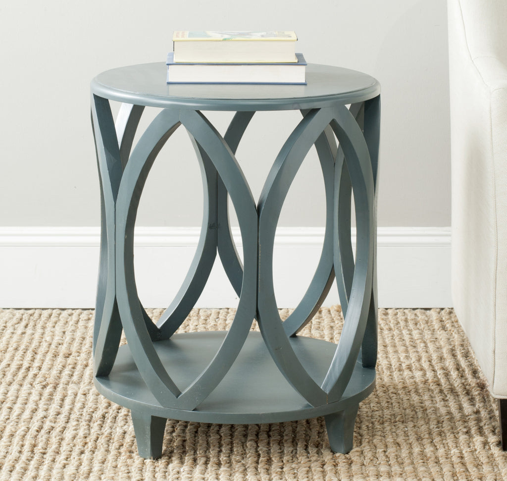 Safavieh Janika Round Accent Table Steel Teal Furniture  Feature