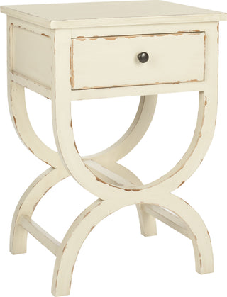 Safavieh Maxine Accent Table With Storage Drawer Vintage Cream Furniture 