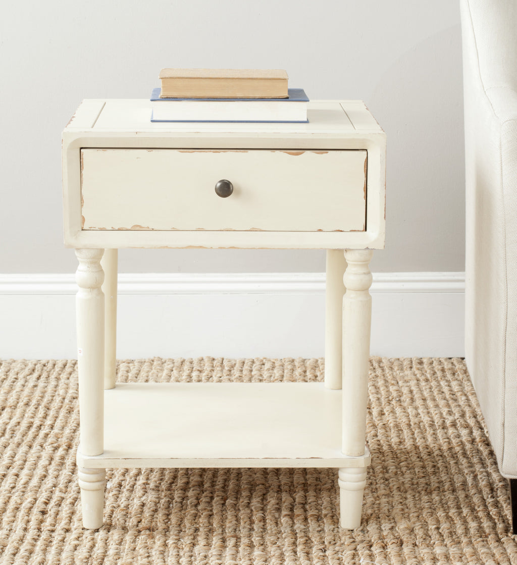 Safavieh Siobhan Accent Table With Storage Drawer Vintage Cream Furniture  Feature
