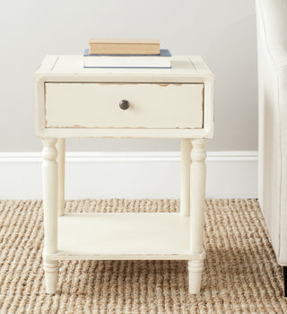 Safavieh Siobhan Accent Table With Storage Drawer Vintage Cream Furniture  Feature