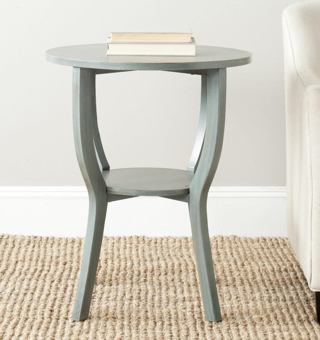 Safavieh Rhodes Round Pedestal Accent Table Barn Blue Furniture  Feature