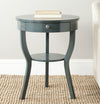 Safavieh Kendra Round Pedestal End Table With Drawer Steel Teal Furniture  Feature