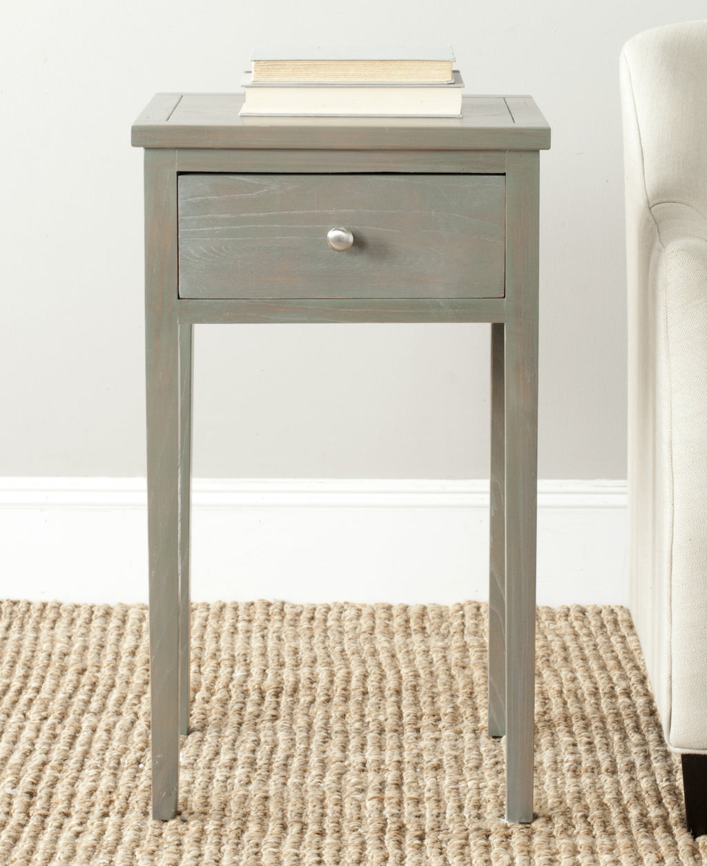 Safavieh Abel End Table With Storage Drawer French Grey Furniture  Feature