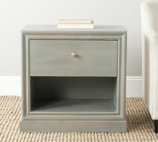 Safavieh Cain Wood One Drawer End Table French Grey Furniture  Feature