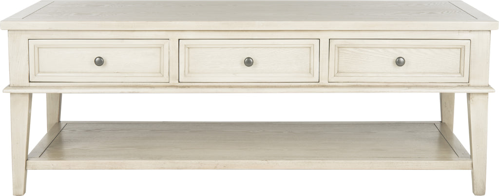 Safavieh Manelin Coffee Table With Storage Drawers White Wash Furniture main image