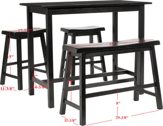 Safavieh Ronin 4 Pc Set Pub Table Black Furniture 