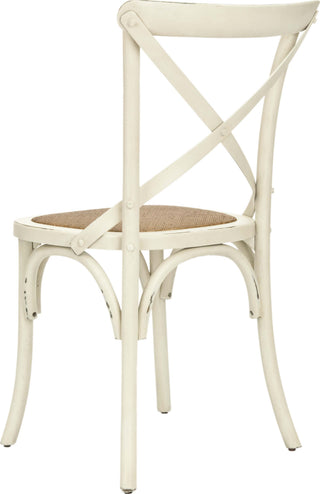 Safavieh Franklin 18''H X Back Farmhouse Chair (SET Of 2) Distressed Ivory and Medium Brown Furniture 