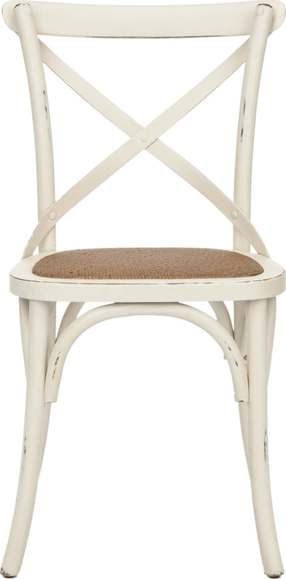 Safavieh Franklin 18''H X Back Farmhouse Chair (SET Of 2) Distressed Ivory and Medium Brown Furniture main image