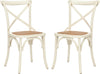 Safavieh Franklin 18''H X Back Farmhouse Chair (SET Of 2) Distressed Ivory and Medium Brown Furniture 