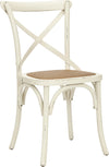 Safavieh Franklin 18''H X Back Farmhouse Chair (SET Of 2) Distressed Ivory and Medium Brown Furniture 