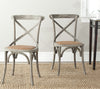 Safavieh Franklin X Back Farmhouse Chair (SET Of 2) Distressed Colonial Walnut and Medium Brown  Feature