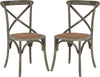 Safavieh Franklin 18''H X Back Farmhouse Chair (SET Of 2) Distressed Colonial Walnut and Medium Brown Furniture 