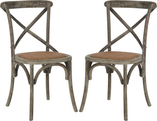 Safavieh Franklin 18''H X Back Farmhouse Chair (SET Of 2) Distressed Colonial Walnut and Medium Brown Furniture 