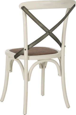 Safavieh Eleanor 18''H X Back Farmhouse Side Chair Distressed Ivory and Medium Brown Furniture 