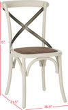 Safavieh Eleanor 18''H X Back Farmhouse Side Chair Distressed Ivory and Medium Brown Furniture 