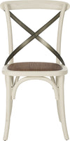 Safavieh Eleanor 18''H X Back Farmhouse Side Chair Distressed Ivory and Medium Brown Furniture main image