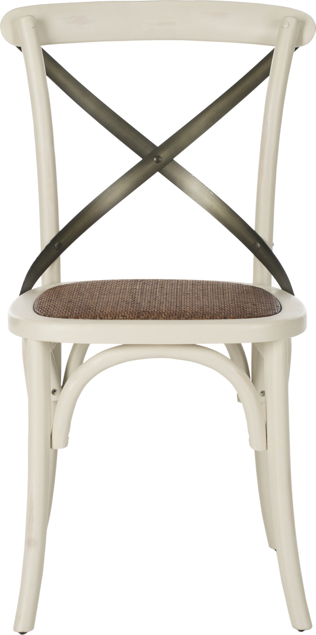 Safavieh Eleanor 18''H X Back Farmhouse Side Chair Distressed Ivory and Medium Brown Furniture main image