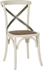 Safavieh Eleanor 18''H X Back Farmhouse Side Chair Distressed Ivory and Medium Brown Furniture 