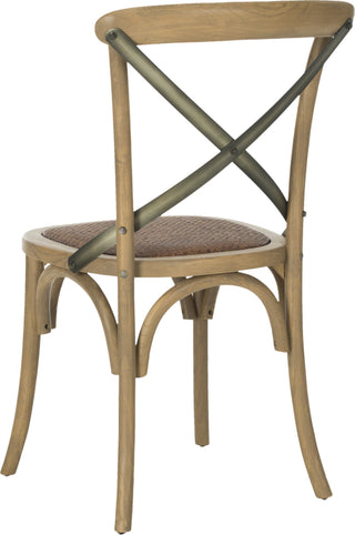 Safavieh Eleanor 18''H X Back Farmhouse Side Chair Weathered Oak and Medium Brown Furniture 