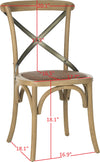Safavieh Eleanor 18''H X Back Farmhouse Side Chair Weathered Oak and Medium Brown Furniture 
