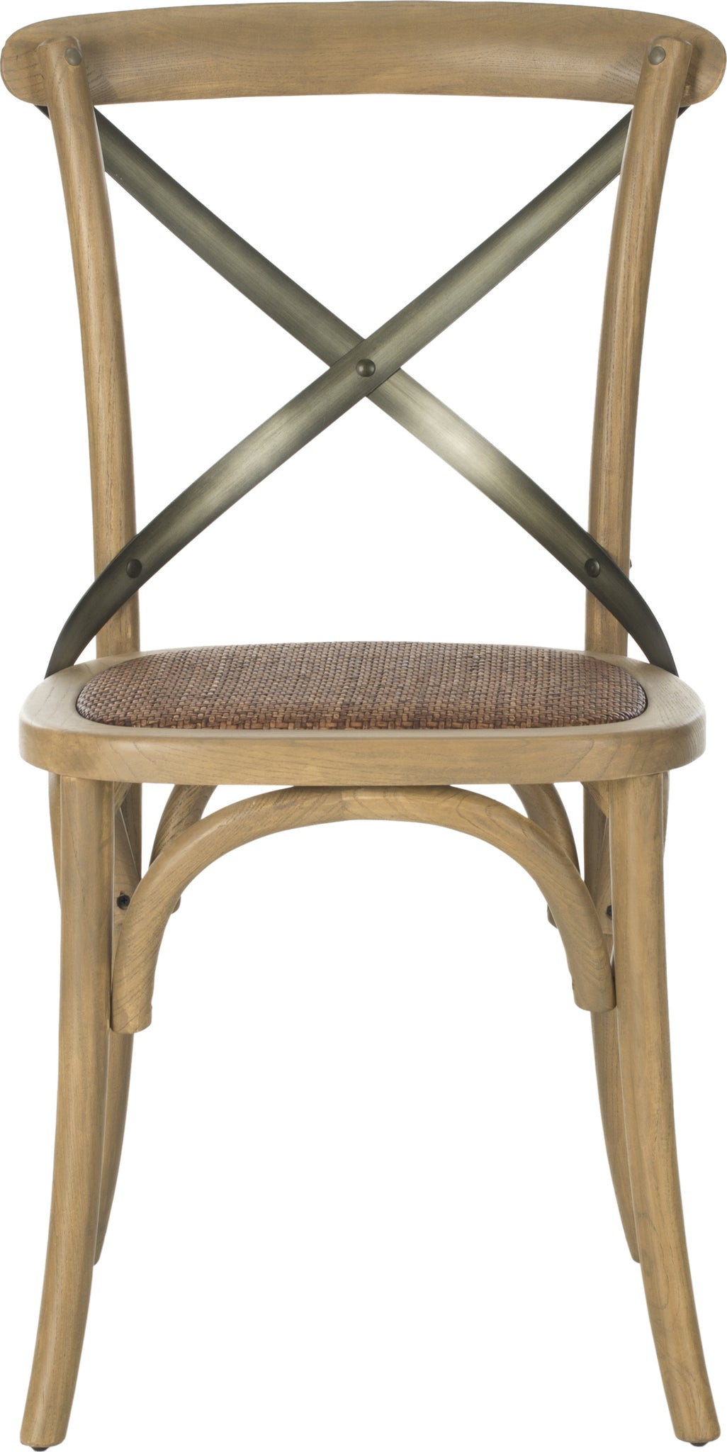 Safavieh Eleanor 18''H X Back Farmhouse Side Chair Weathered Oak and Medium Brown Furniture main image