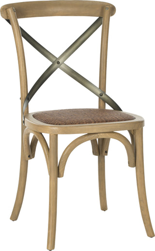 Safavieh Eleanor 18''H X Back Farmhouse Side Chair Weathered Oak and Medium Brown Furniture 