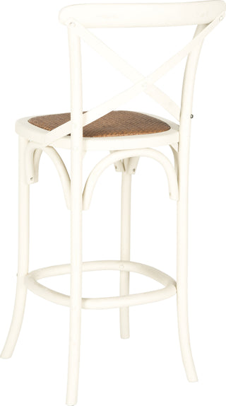 Safavieh Franklin X Back Bar Stool Distressed Ivory and Medium Brown Furniture 