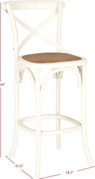 Safavieh Franklin X Back Bar Stool Distressed Ivory and Medium Brown Furniture 