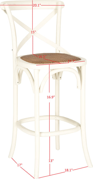 Safavieh Franklin X Back Bar Stool Distressed Ivory and Medium Brown Furniture 