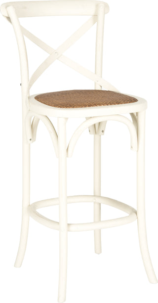 Safavieh Franklin X Back Bar Stool Distressed Ivory and Medium Brown Furniture 