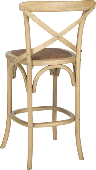 Safavieh Franklin X Back Bar Stool Weathered Oak and Medium Brown Furniture 