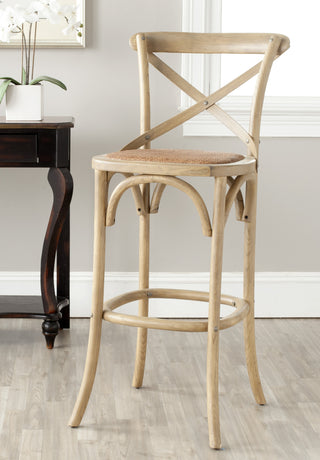 Safavieh Franklin X Back Bar Stool Weathered Oak and Medium Brown Furniture  Feature