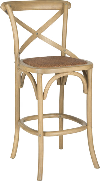 Safavieh Franklin X Back Bar Stool Weathered Oak and Medium Brown Furniture 