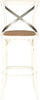 Safavieh Eleanor X Back Bar Stool Distressed Ivory and Medium Brown Furniture main image
