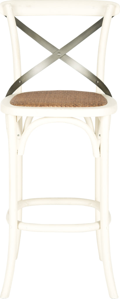 Safavieh Eleanor X Back Bar Stool Distressed Ivory and Medium Brown Furniture main image