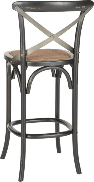 Safavieh Eleanor X Back Bar Stool Distressed Hickory and Medium Brown Furniture 