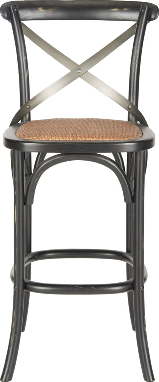 Safavieh Eleanor X Back Bar Stool Distressed Hickory and Medium Brown Furniture main image