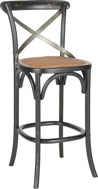 Safavieh Eleanor X Back Bar Stool Distressed Hickory and Medium Brown Furniture 