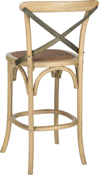 Safavieh Eleanor X Back Bar Stool Weathered Oak and Medium Brown Furniture 